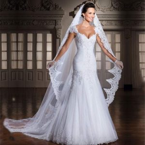 Robe De Mariage Sirène Blanche Longue Traîne