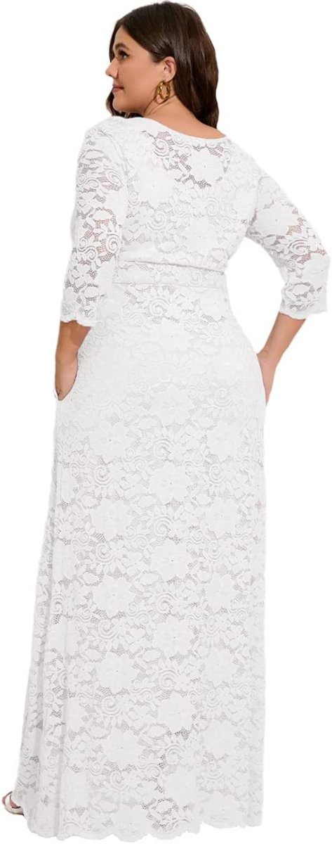 Robe De Mariée Dentelle Florale Grande Taille – Image 7