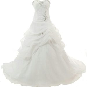 Robe de mariée A en satin avec poches et corsage illusion