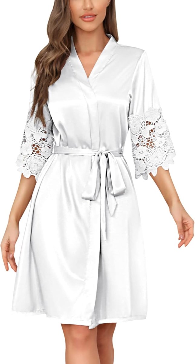 Robe De Mariée Blanche Col Bateau Avec Dentelle – Image 3