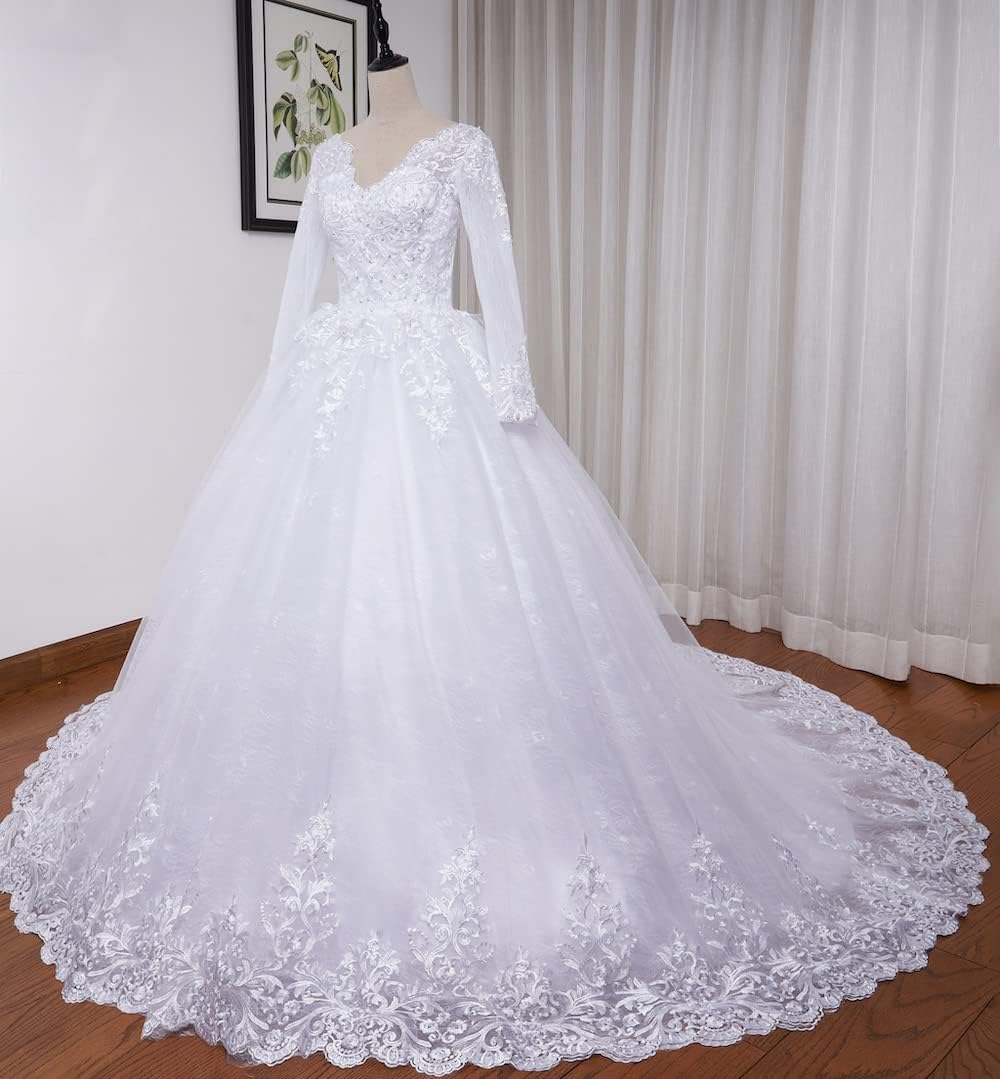 Robe De Mariée Hiver Manches Longues Blanche – Image 7