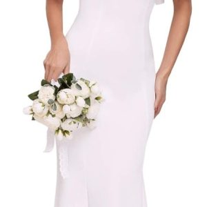 Robe de mariée sirène en dentelle florale avec manches en tulle détachables