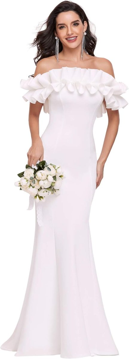 Robe de mariée sirène en dentelle florale avec manches en tulle détachables – Image 2