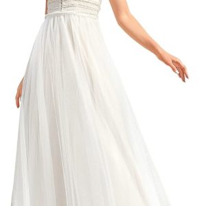 Robe De Mariée Fines Bretelles Et Dentelle Florale