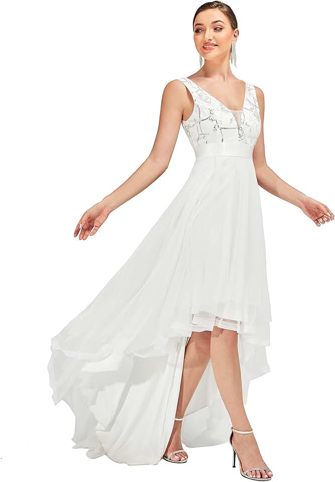 Robe de mariée A en dentelle pailletée col cœur plongeant – Image 2