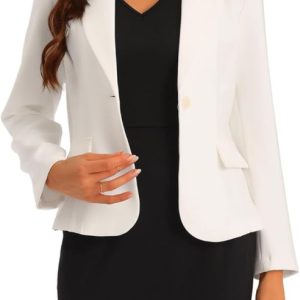 Ensemble de costume d&rsquo;affaires pour femme Col en V Robe de bureau avec blazer à revers cranté