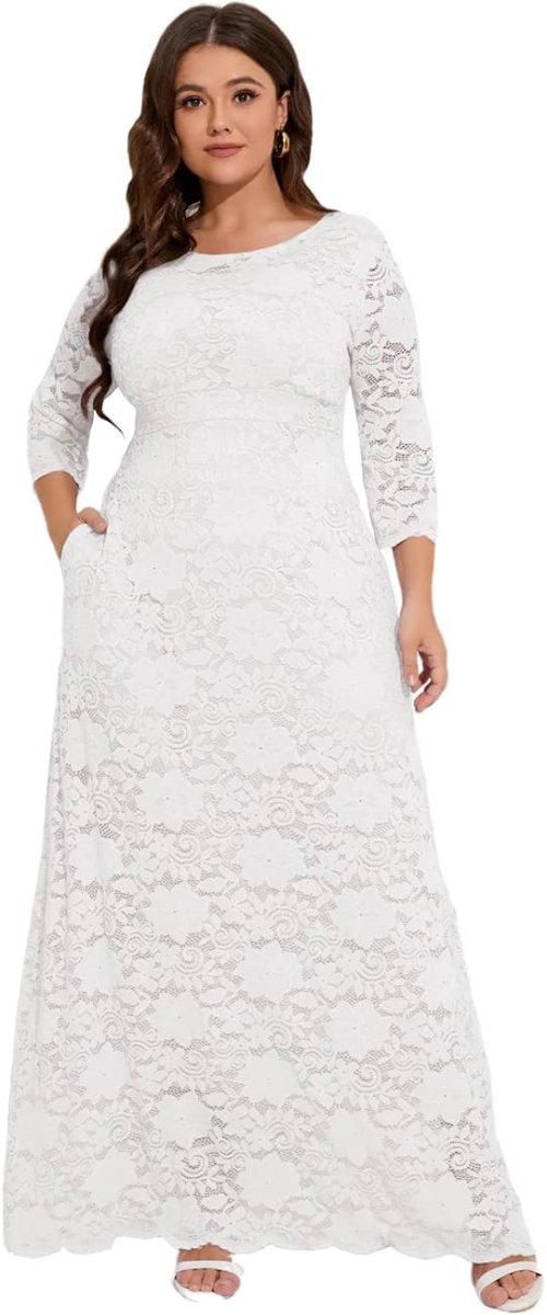 Robe De Mariée Dentelle Florale Grande Taille – Image 4