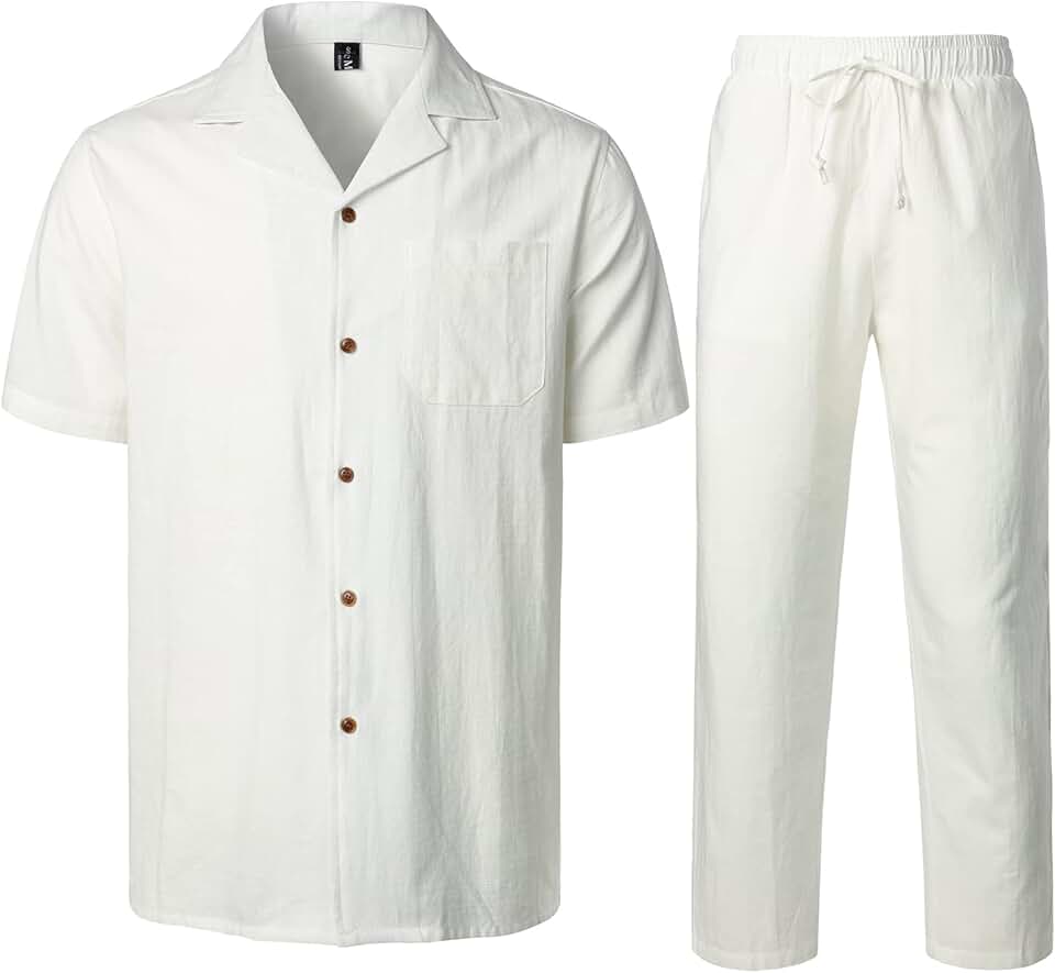 Ensemble Blanc Deux Pièces À Imprimé Floral Irrégulier Pour Hommes – Image 2
