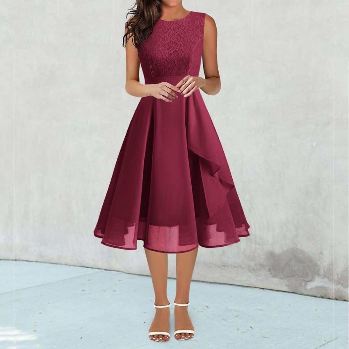 Robe Courte Blanche En Dentelle Sans Manche – Image 7