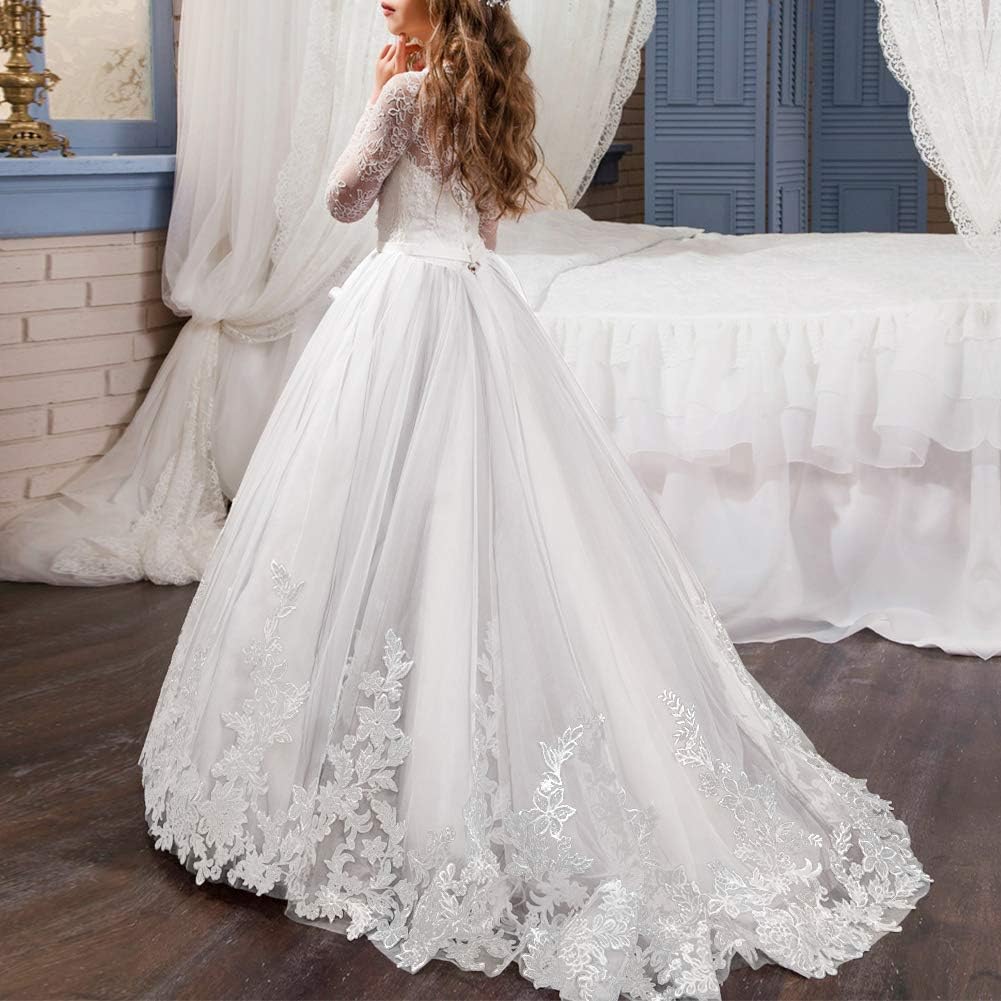 Robe De Mariée Fluide Haut Illusion à Dentelle Florale et Perlé – Image 4