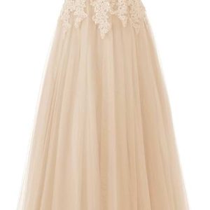 Robe de mariée A à bretelles spaghetti champagne romantique