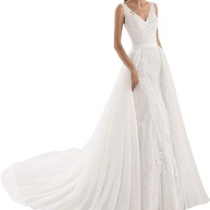 Robe de mariée sirène en tulle et dentelle à cœur ouvert