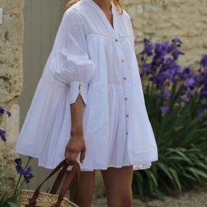 Robe chemise courte blanche