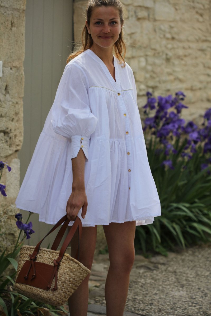 Robe chemise courte blanche