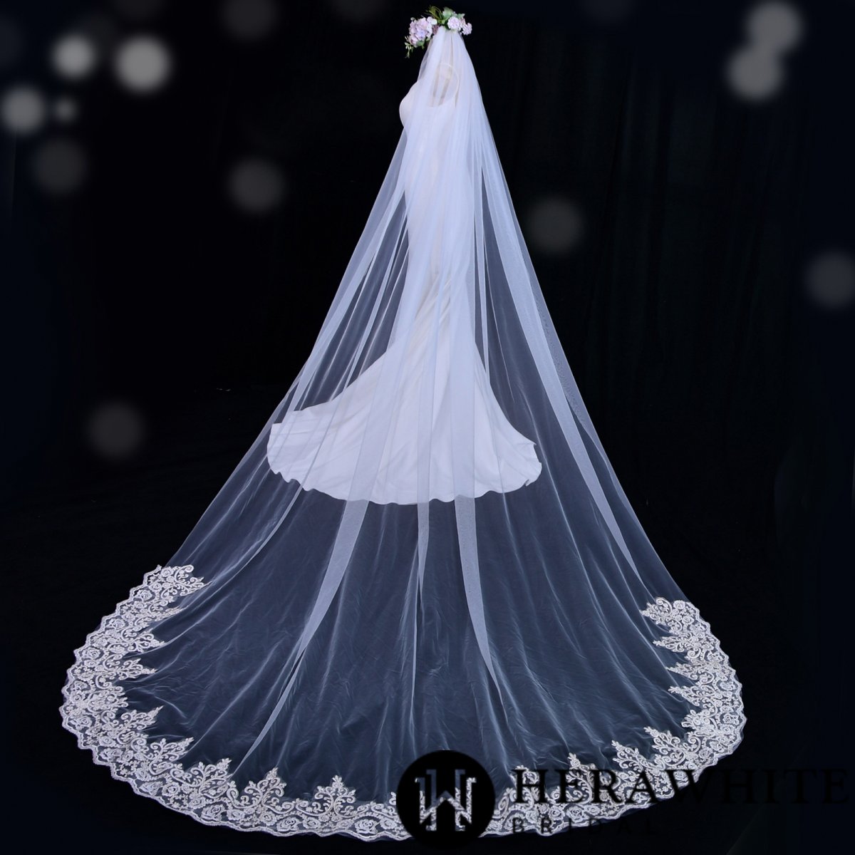 Voile de Mariée Long Avec Peigne – Image 3