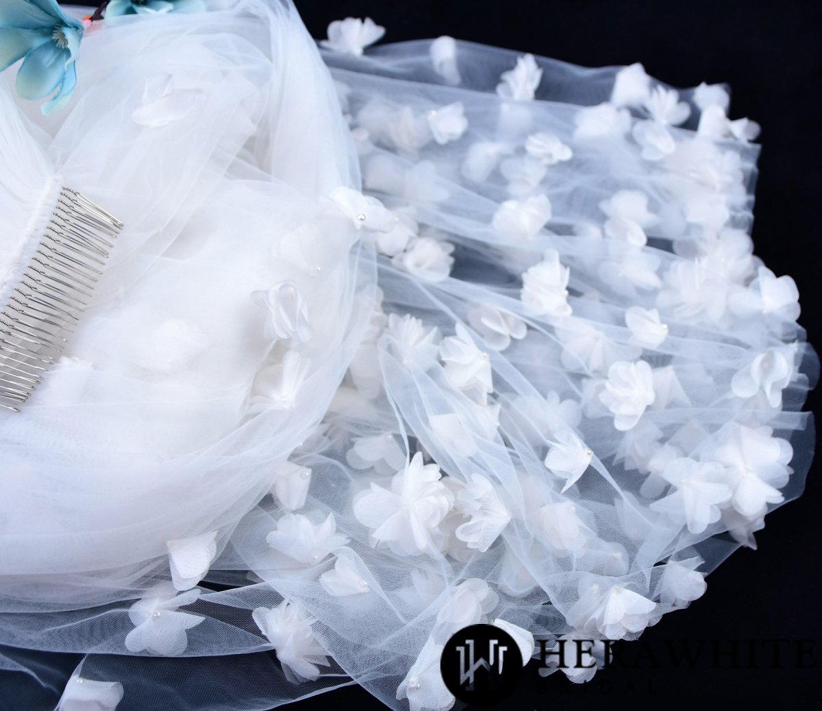 Voile de Mariée Longue à Fleurs – Image 7