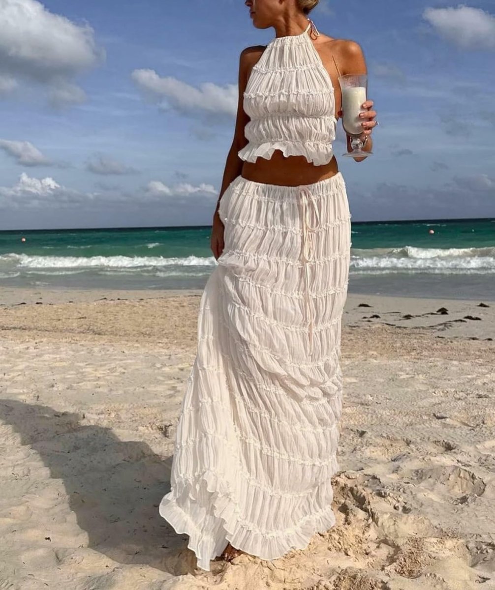 Smimgo : Ensemble Été 2000 – Longue Jupe et Débardeur en Mousseline de Soie – Image 4