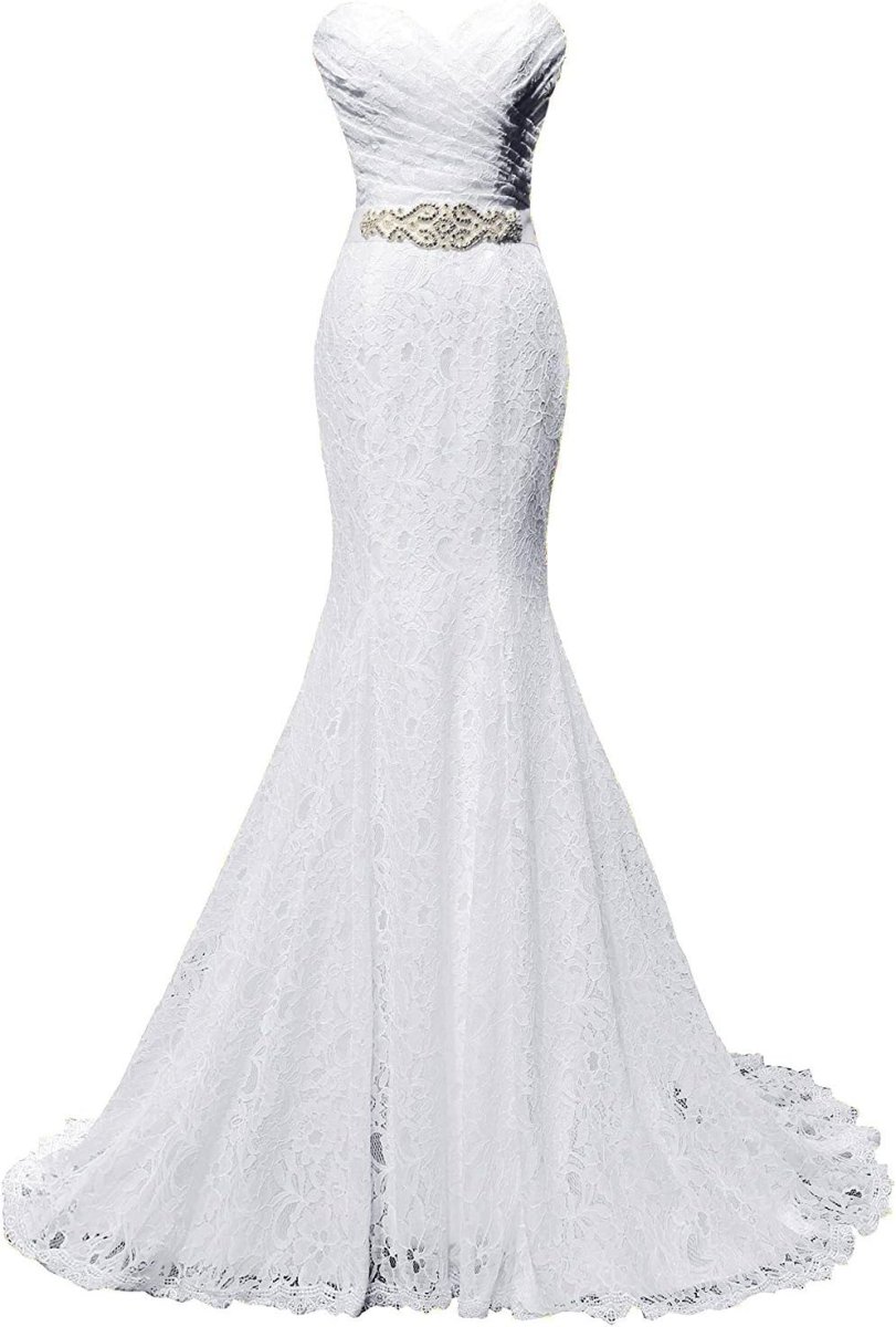 Robe de mariée A en dentelle avec décolleté en V et fleur en blush – Image 2
