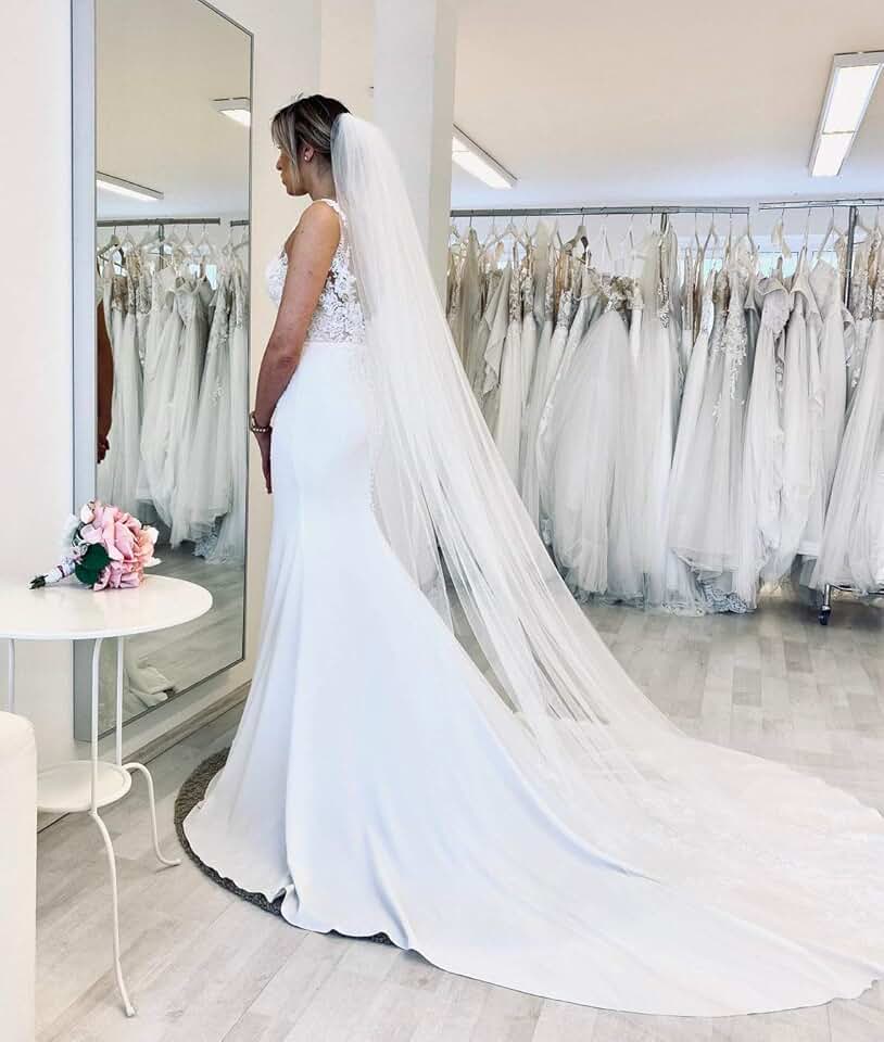 Voile de Mariée Long Avec Peigne – Image 2