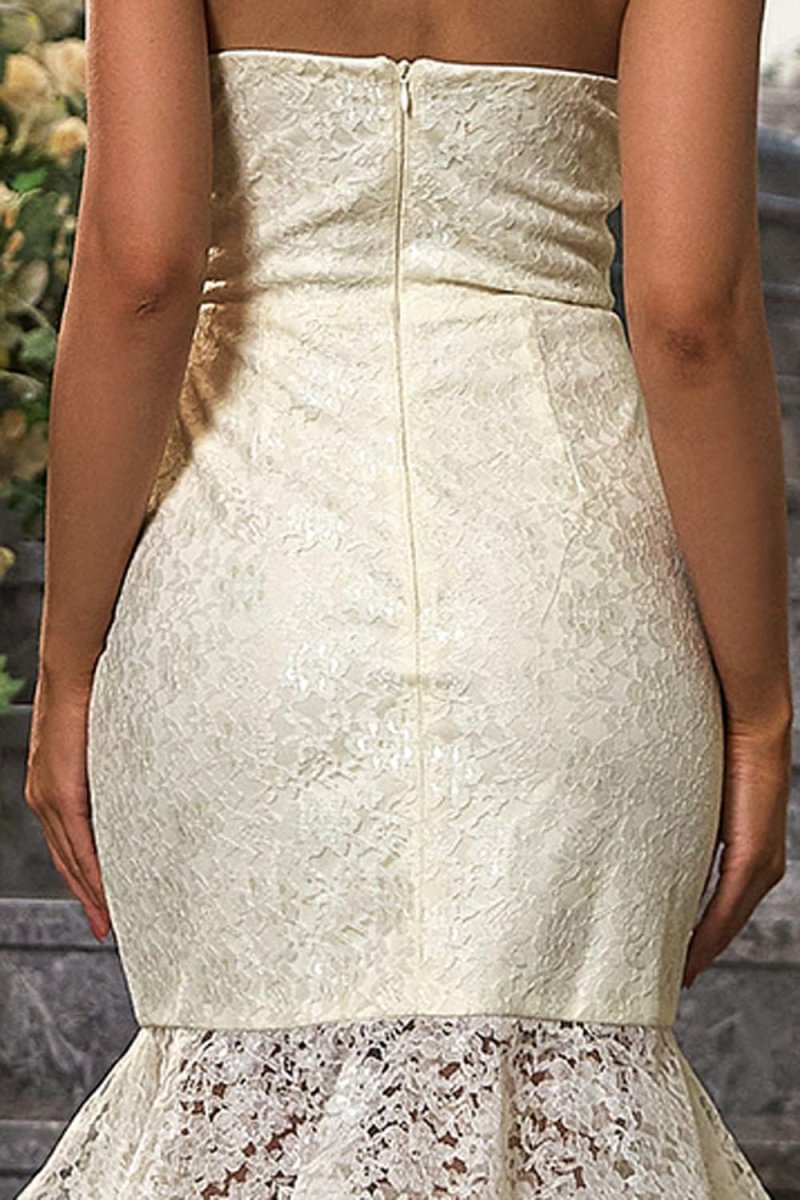 Robe De Mariée Sirène Bustier Blanche – Image 9