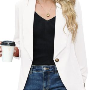 Blazer Très Décontracté à Manches 3/4 pour les Femmes