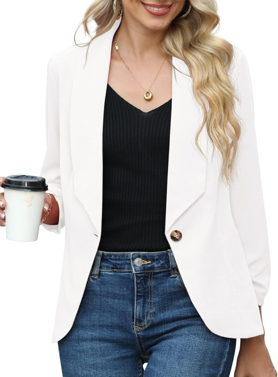 Blazer Très Décontracté à Manches 3/4 pour les Femmes