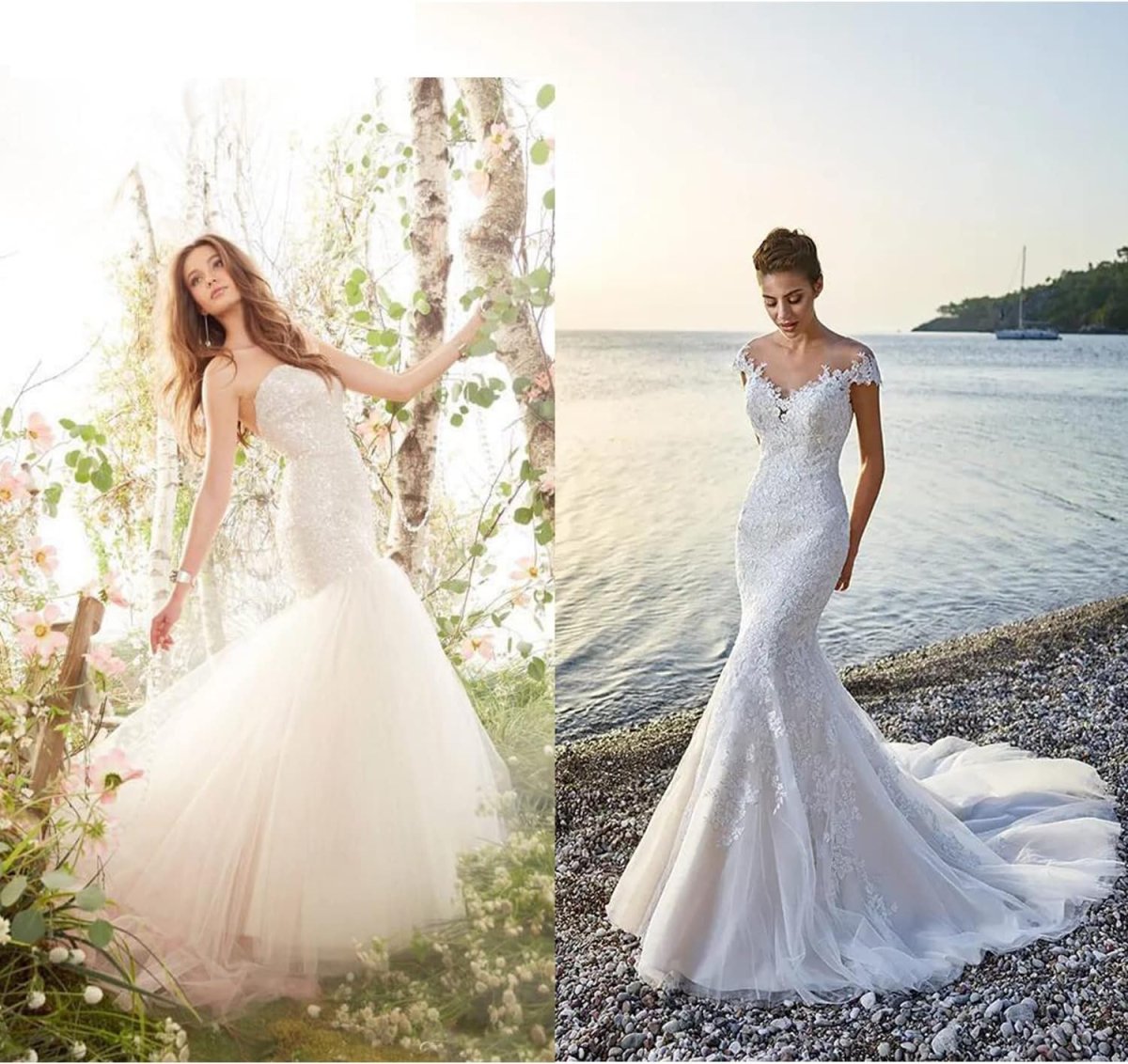 Robe de mariée ajustée à bretelles spaghetti avec perlage – Image 8