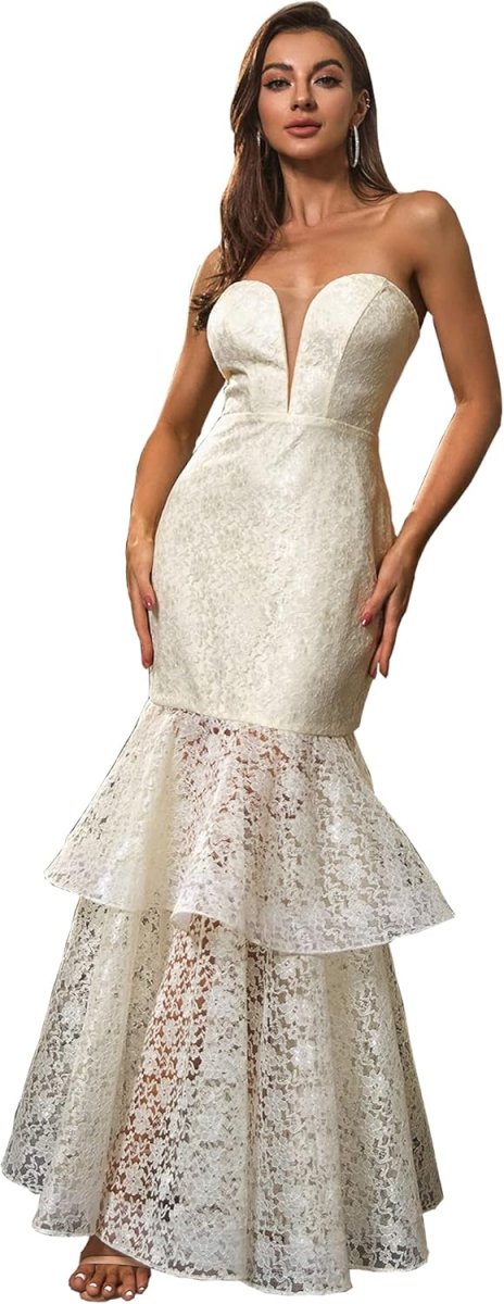 Robe De Mariée Sirène Bustier Blanche – Image 3