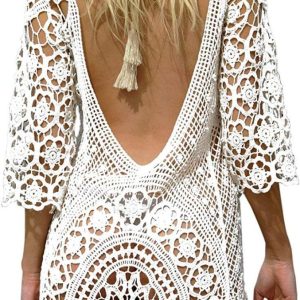 Robe Plage Dentelle Blanche