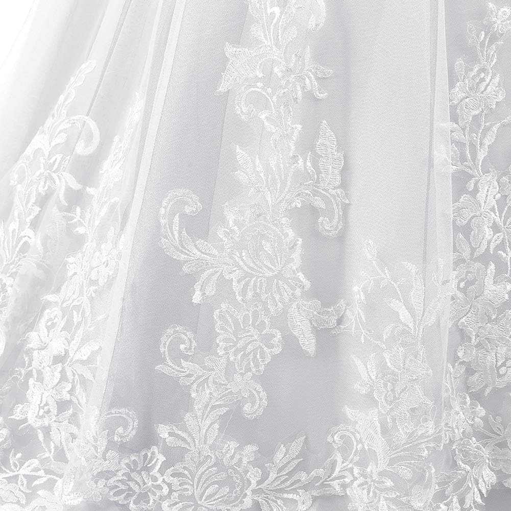 Robe De Mariée Fluide Haut Illusion à Dentelle Florale et Perlé – Image 8