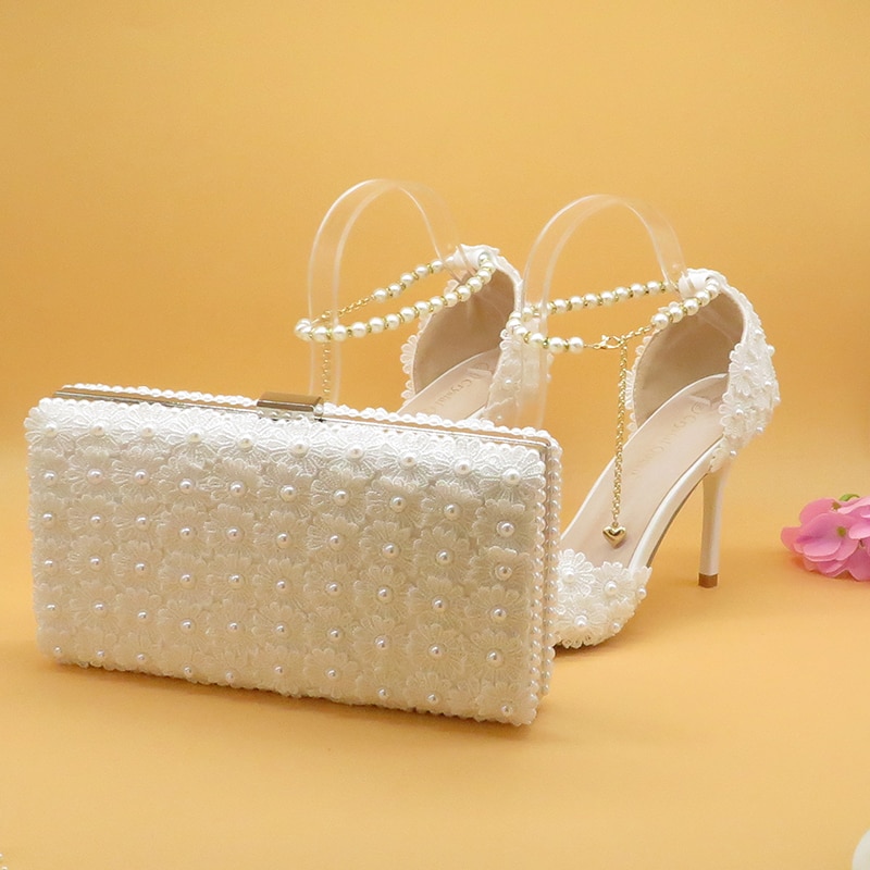 Ensemble Chaussure Et Sac De Mariage Blanc – Image 4
