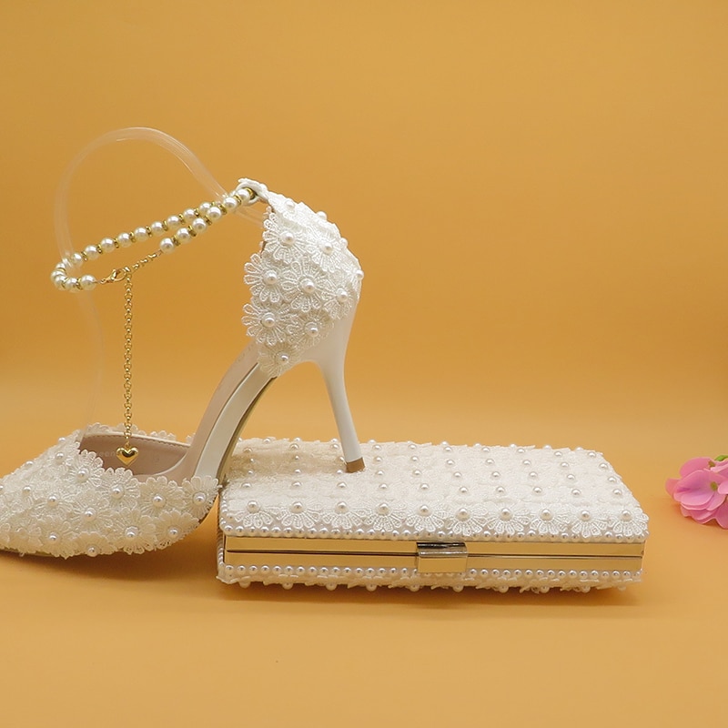 Ensemble Chaussure Et Sac De Mariage Blanc – Image 7