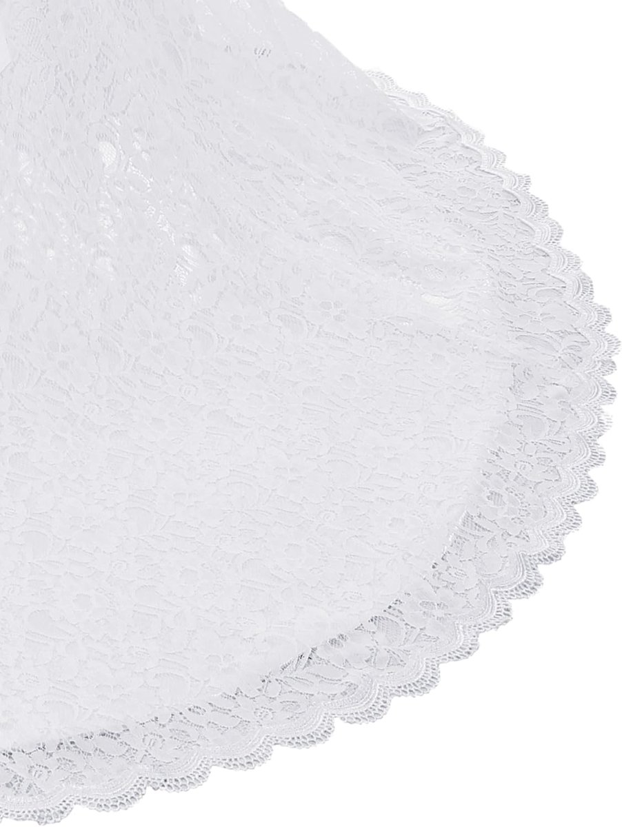 Robe de mariée A en dentelle avec décolleté en V et fleur en blush – Image 7