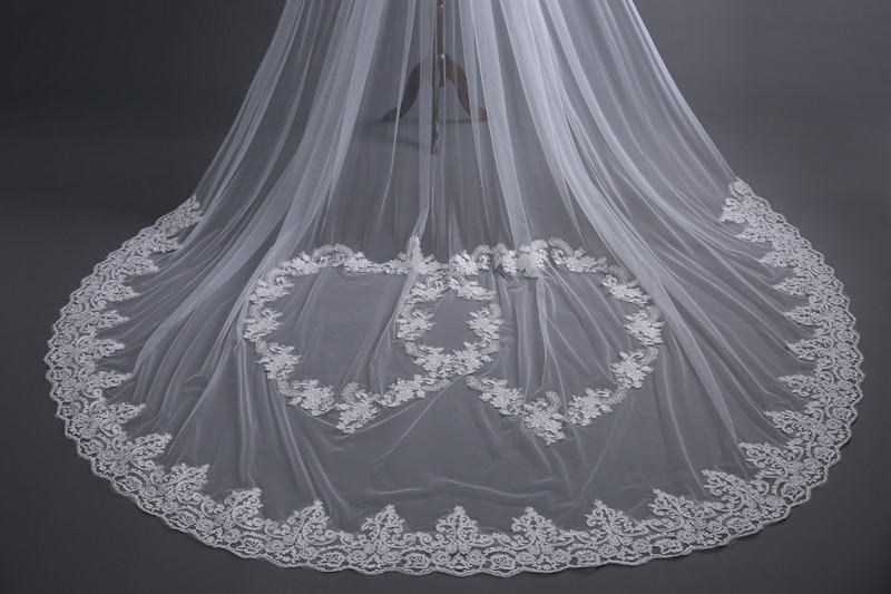 Voile Mariage Avec Cœurs Blanc Cassé – Image 6
