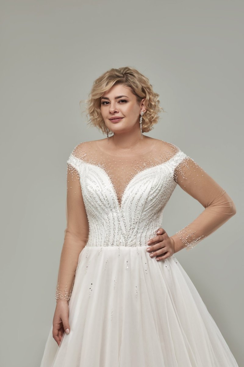 Robe De Mariée Grande Taille Perles – Image 4