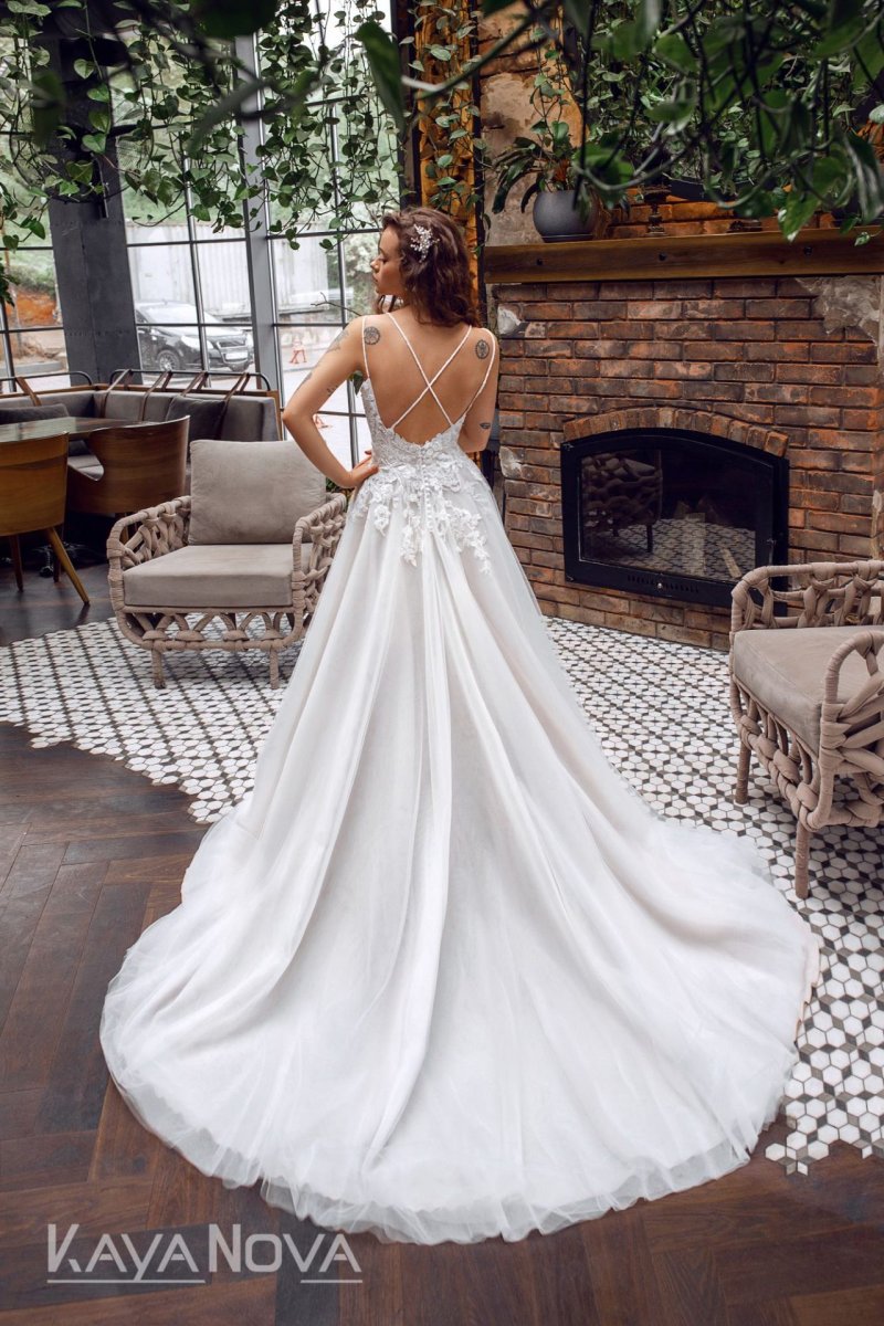 Robe De Mariée Dos Perlé Blanche – Image 3