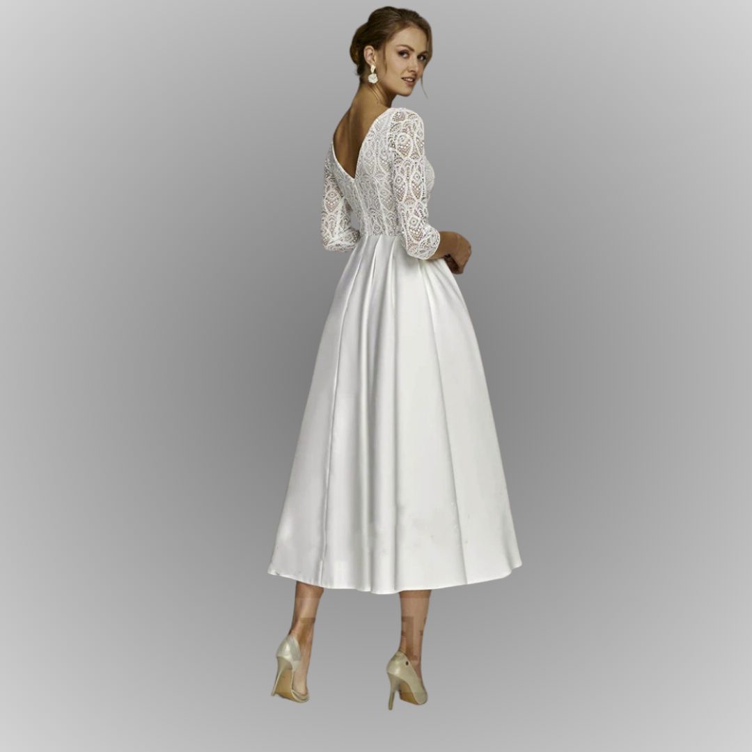 Robe de Mariée Courte Fluide Et Chic Blanche – Image 3