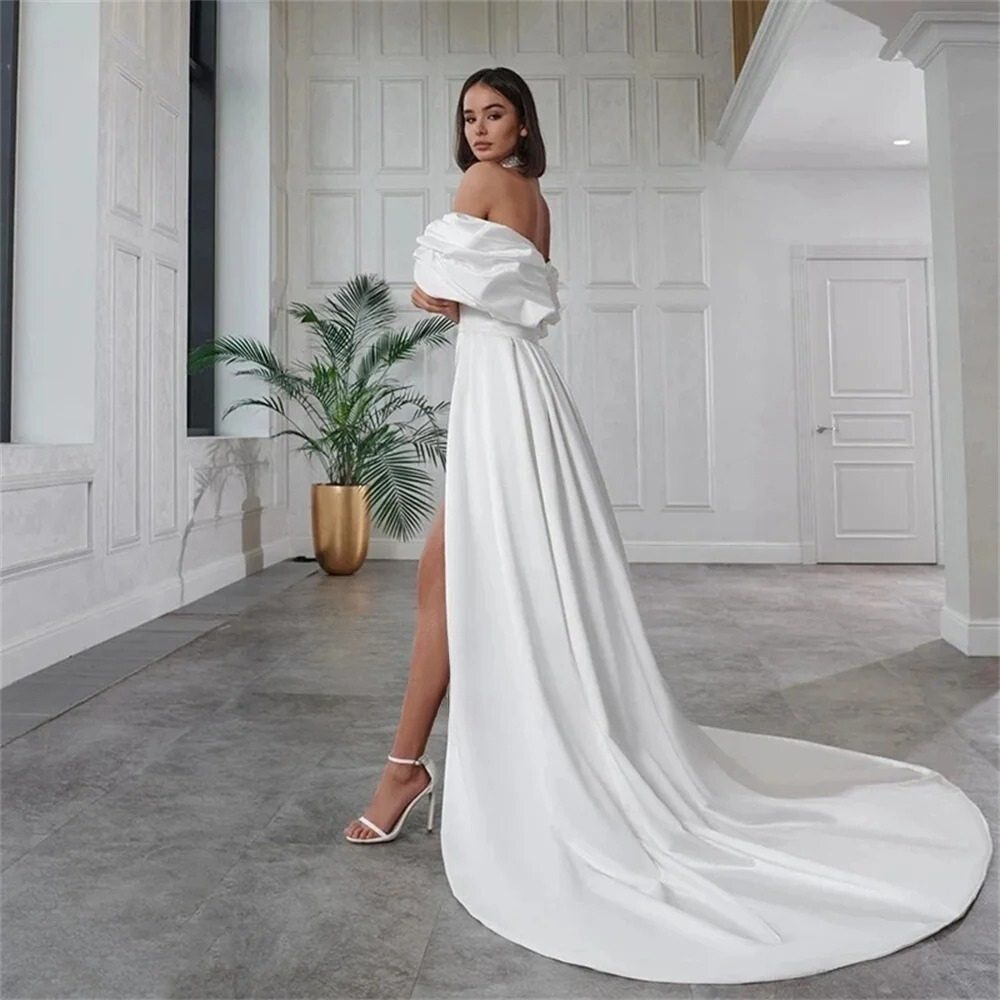 Robe De Mariée Courte Détachable Blanche – Image 3