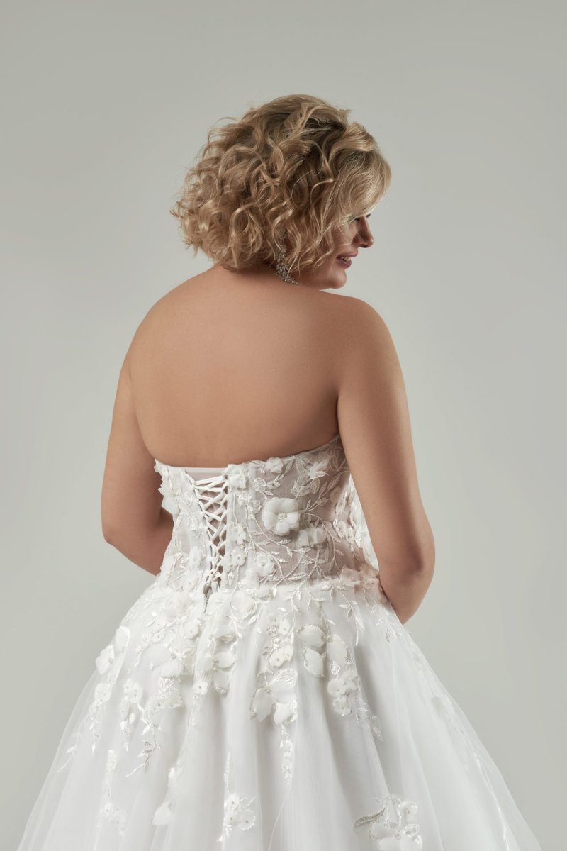 Robe De Mariée Femme Ronde Bustier – Image 5