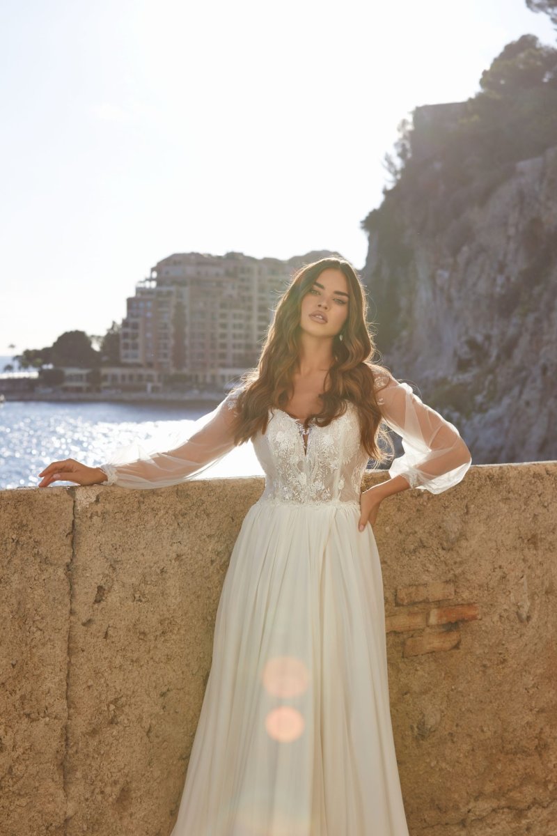 Robe De Mariée Dentelle Manches Longues Blanche – Image 7