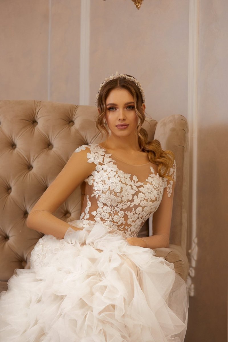 Robe De Mariée Sirène A Volants Blanche – Image 4