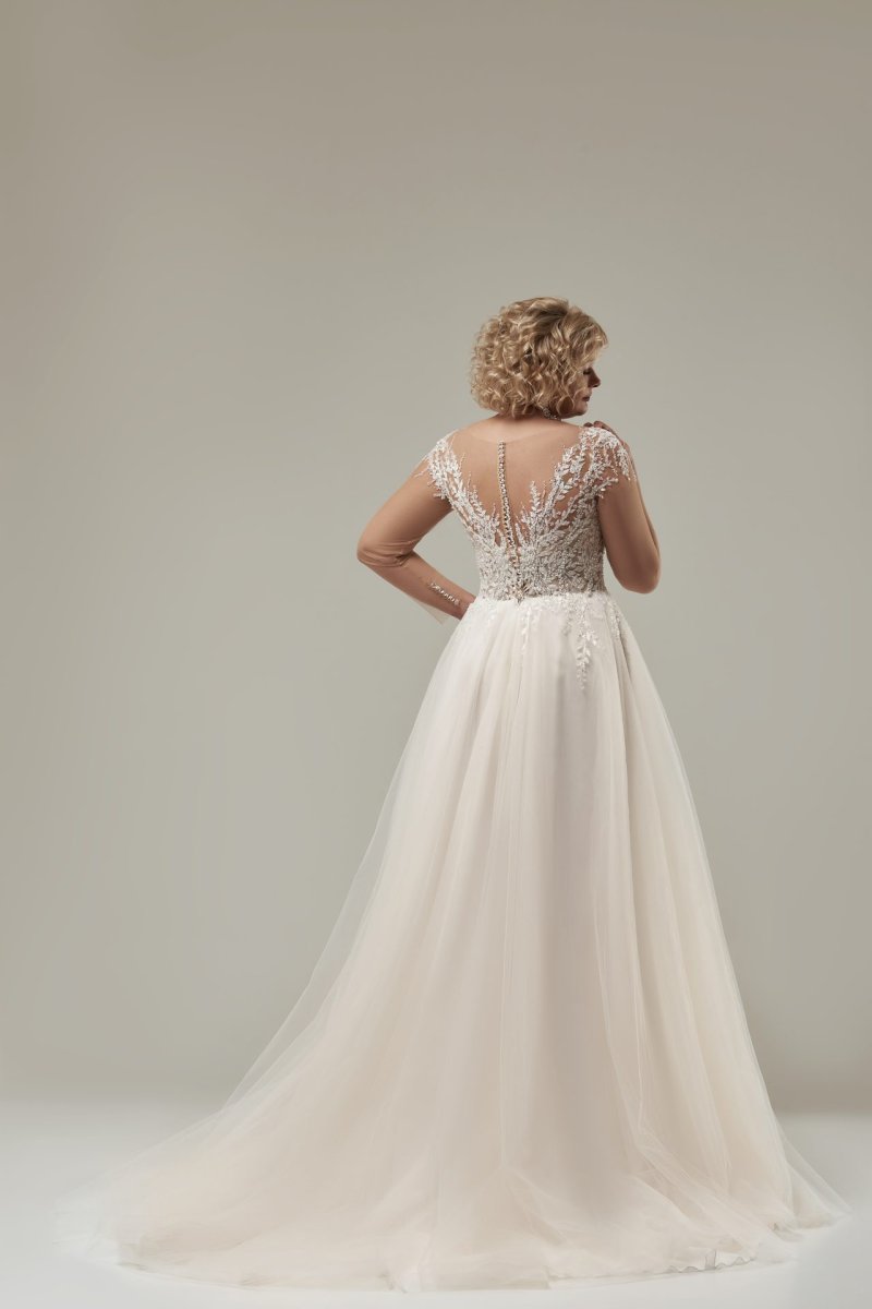 Robe De Mariée Grande Taille Manches Longues Illusions – Image 3