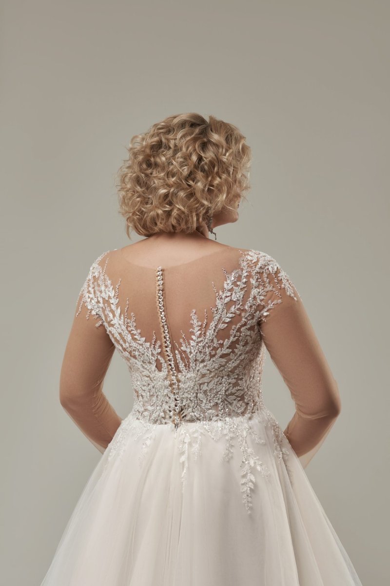 Robe De Mariée Grande Taille Manches Longues Illusions – Image 5