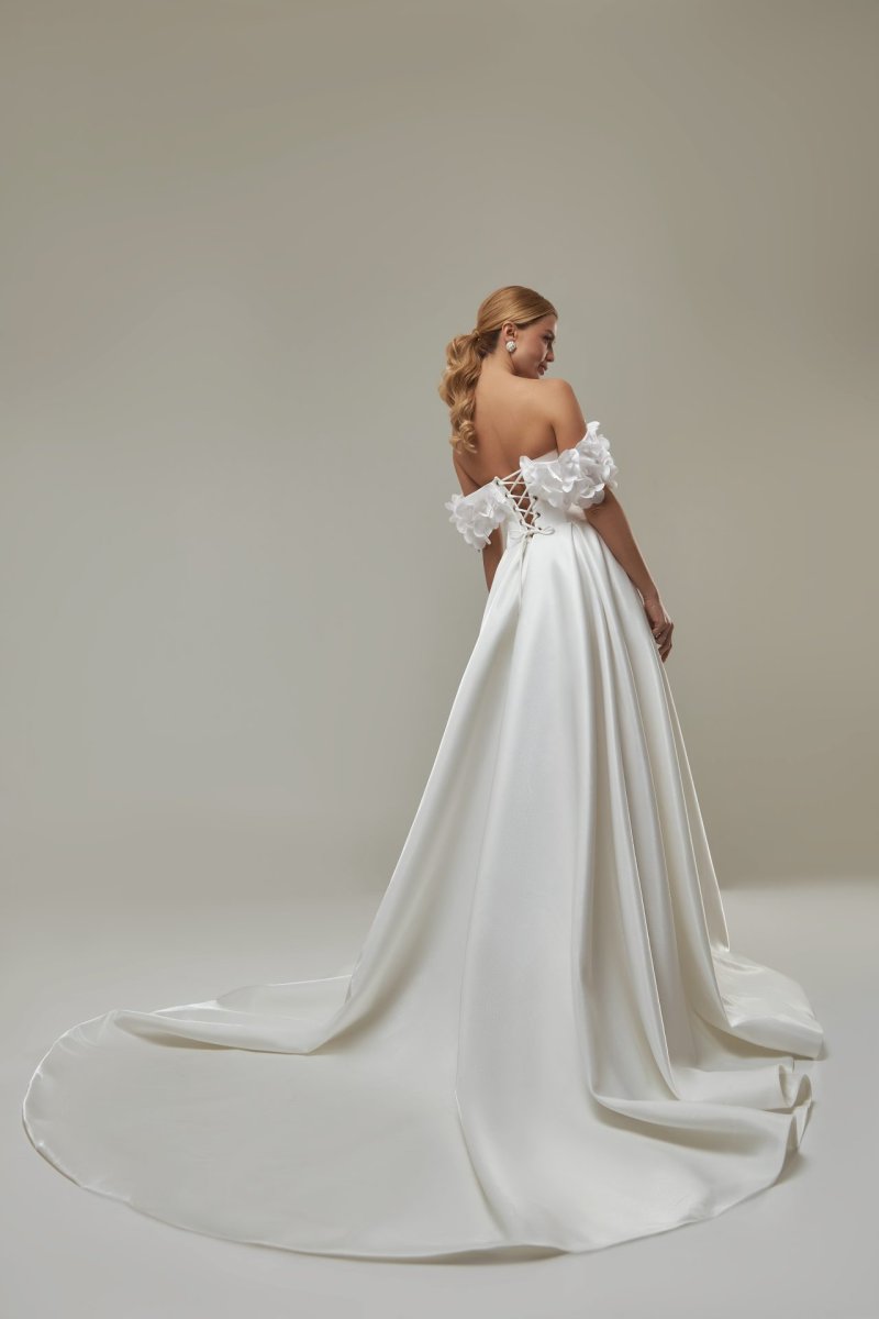 Robe De Mariée Fluide Bohème Blanche – Image 3