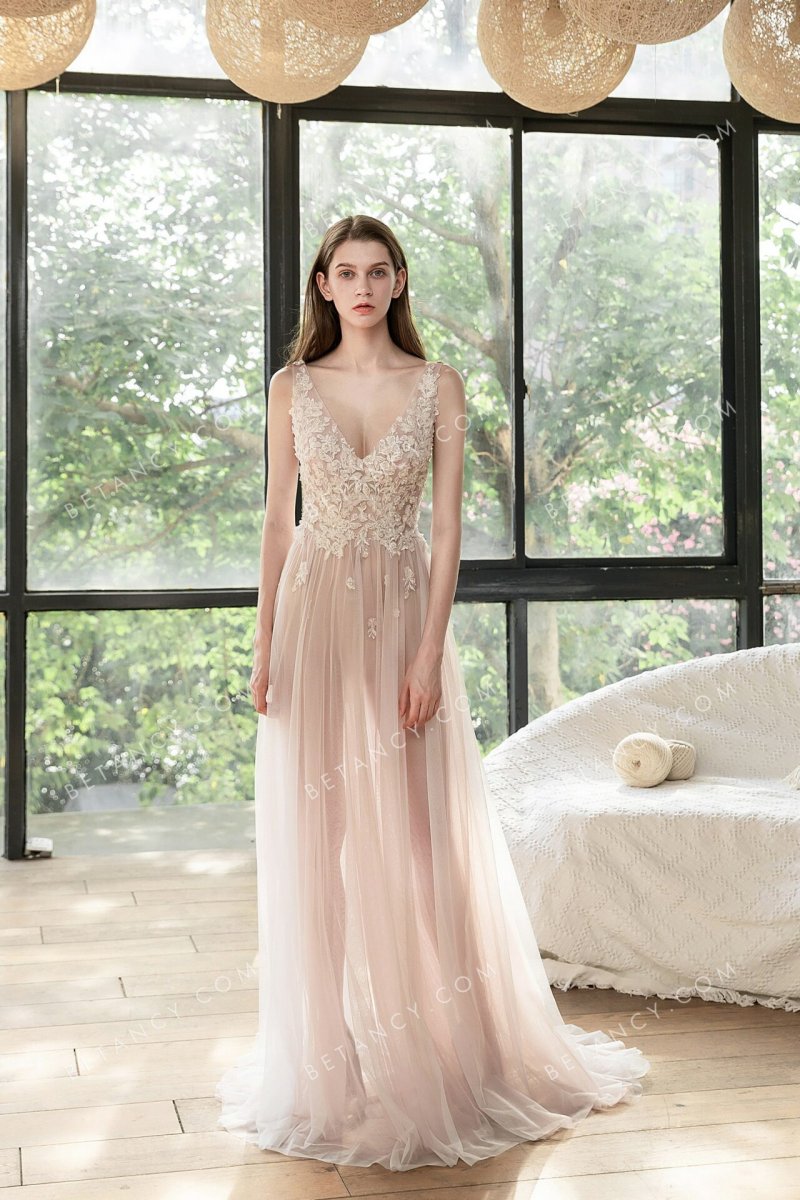 Robe De Mariée Rose Poudré – Image 3