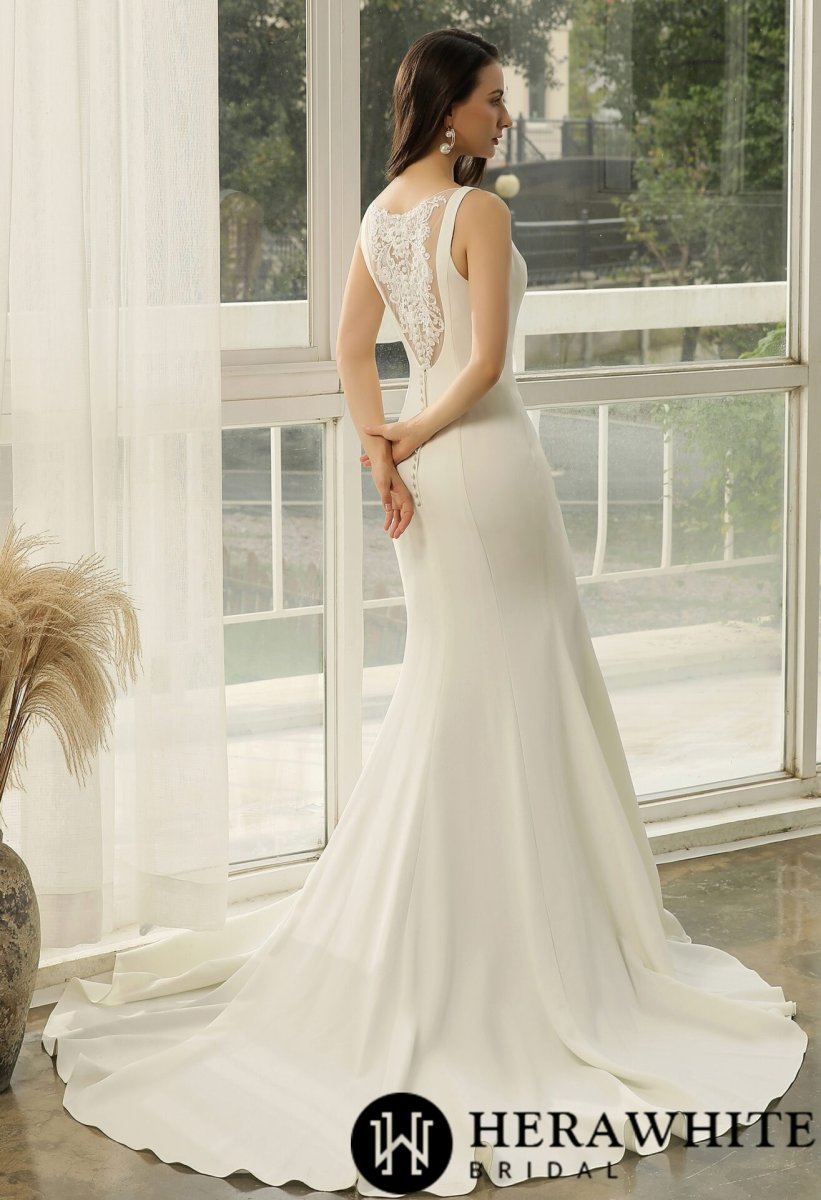 Robe de mariée sirène avec dos en dentelle fantaisie – Image 6