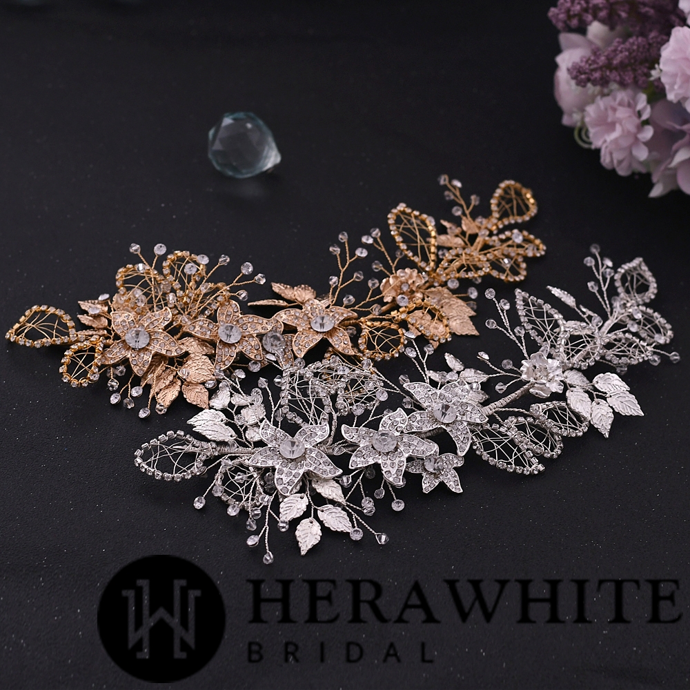 Serre Tête De Mariée Feuille D’Or – Image 7