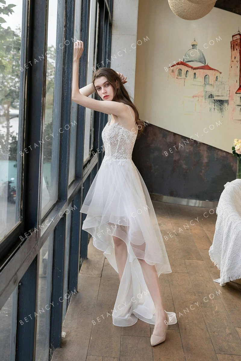 Robe De Mariée Courte Devant Avec Traine – Image 3