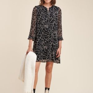 Robe courte en voile de polyester recyclé à imprimé floral