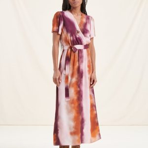 Robe longue cache-cœur imprimé tie & dye